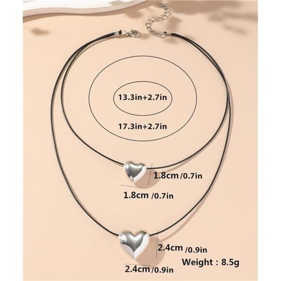 Layered Velvet Choker Necklace | Double Heart Pendant | Romantic Gothic Jewelry - Picture 5 of 6